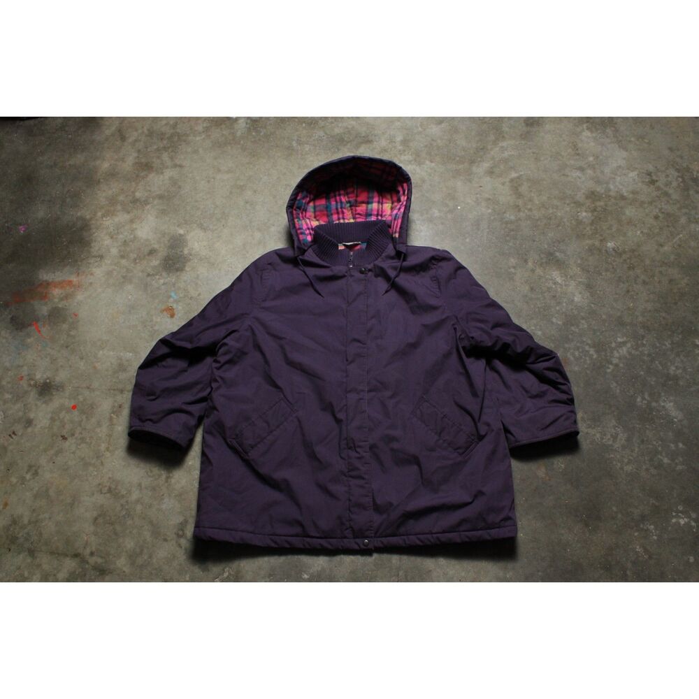 Vintage 90s Windsor Bay Pink Flannel Lined Purple Oversized Coat - Large